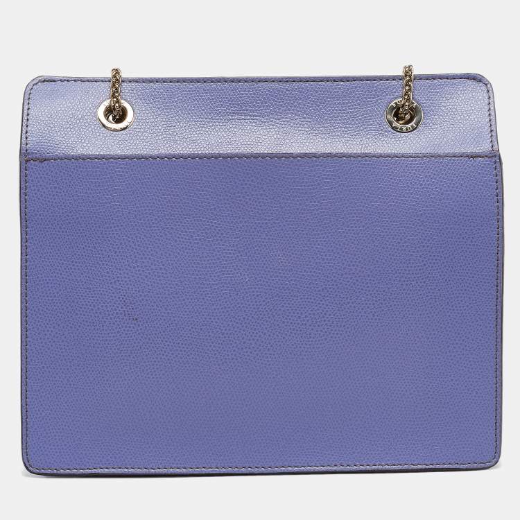 Pre Owned Furla Blue/Purple Leather Like Crossbody Bag