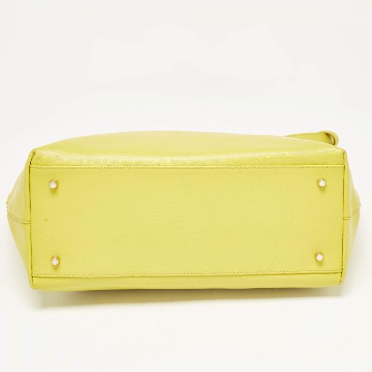 Pre Owned Furla Yellow Leather Top Zip Tote