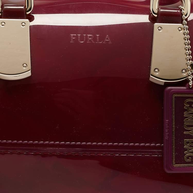 Pre Owned Furla Fuchsia Rubber Small Candy Satchel