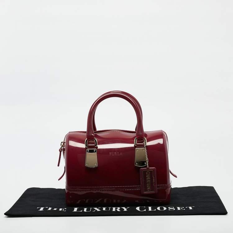 Pre Owned Furla Fuchsia Rubber Small Candy Satchel