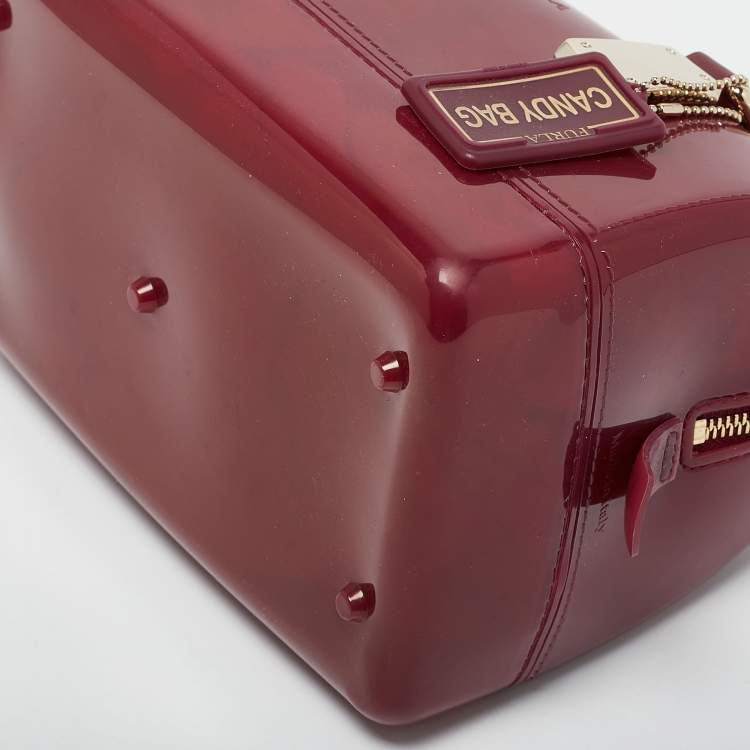 Pre Owned Furla Fuchsia Rubber Small Candy Satchel