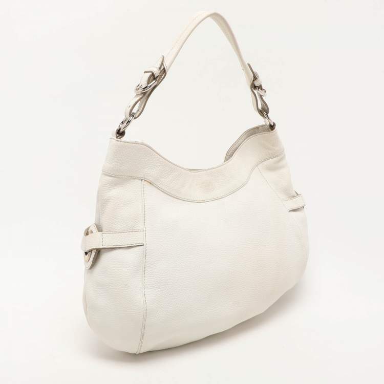 Pre Owned Furla White Leather Hobo