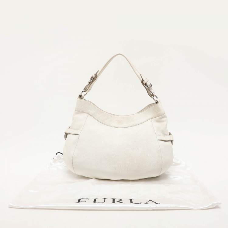 Pre Owned Furla White Leather Hobo