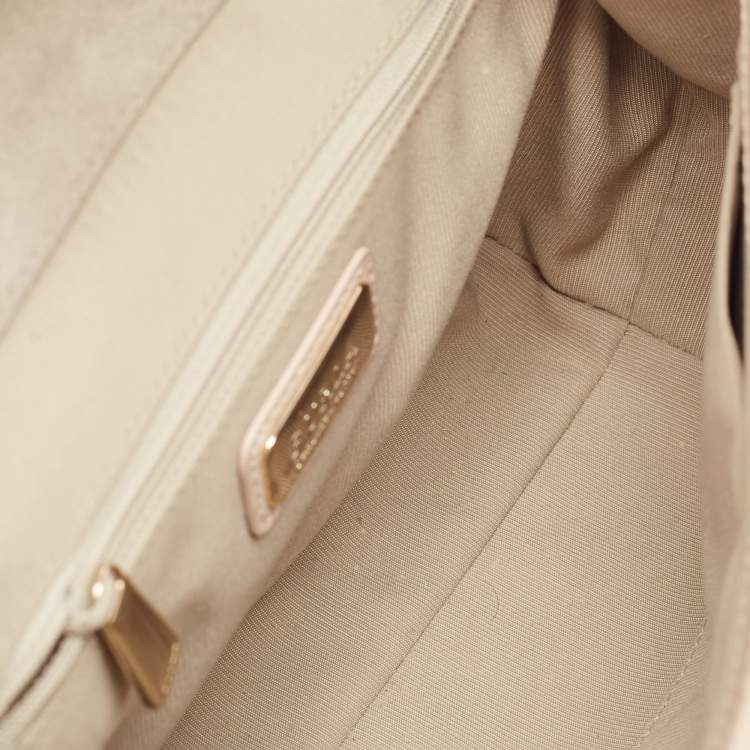 Pre Owned Furla Pale Pink Leather Flap Top Handle Bag