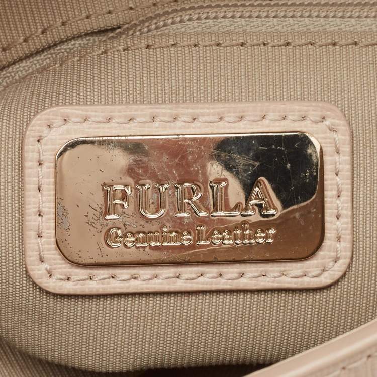 Pre Owned Furla Pale Pink Leather Flap Top Handle Bag