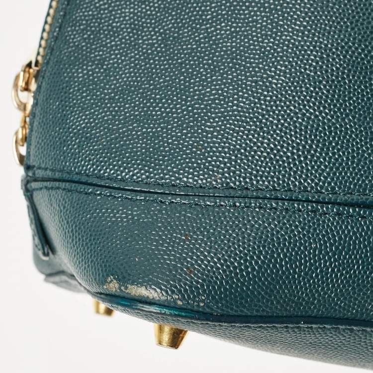 Pre Owned Furla Dark Green Leather Dome Logo Satchel