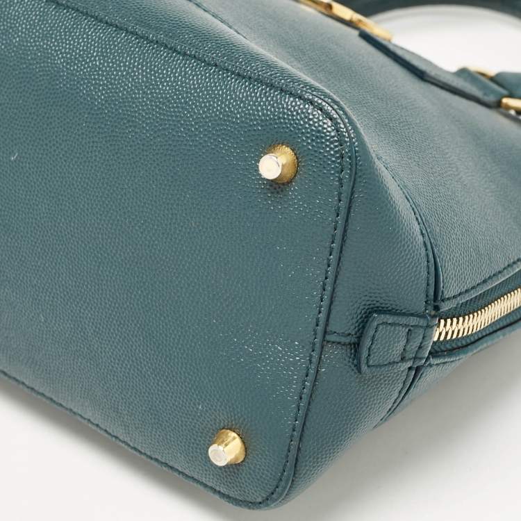 Pre Owned Furla Dark Green Leather Dome Logo Satchel