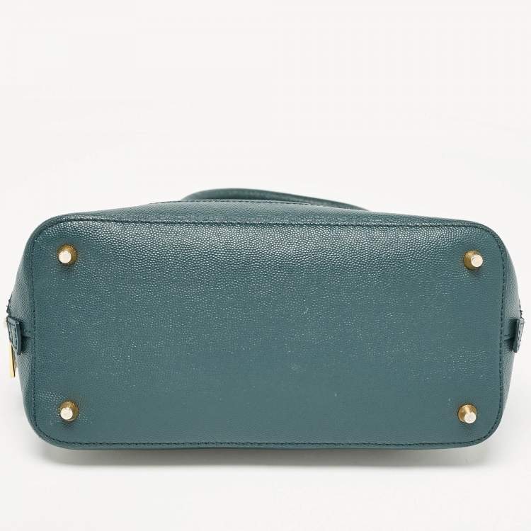 Pre Owned Furla Dark Green Leather Dome Logo Satchel