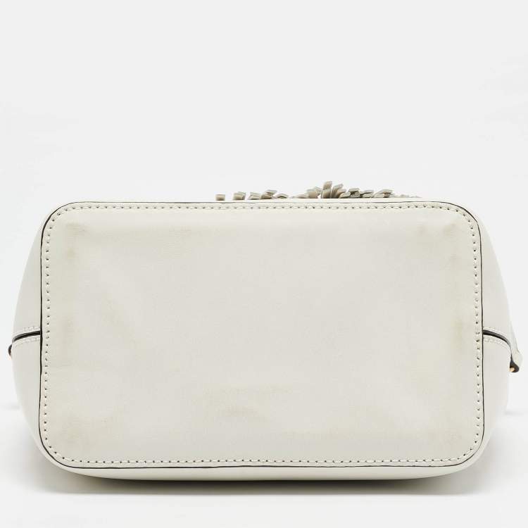 Pre Owned Furla White Leather Tassel Detailed Tote