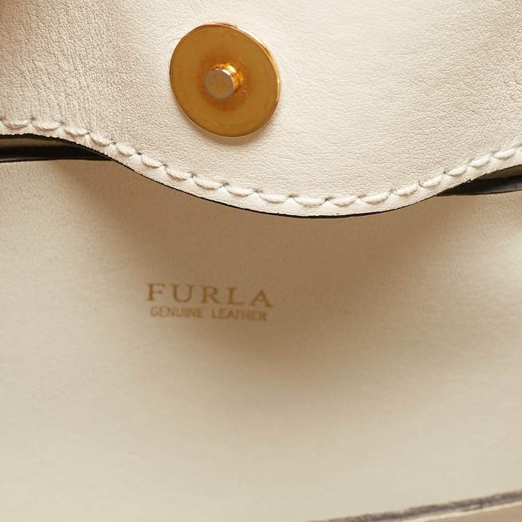 Pre Owned Furla White Leather Tassel Detailed Tote