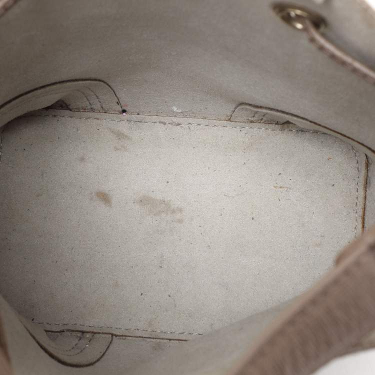 Pre Owned Furla Grey Leather Mini Stacy Drawstring Bucket Bag