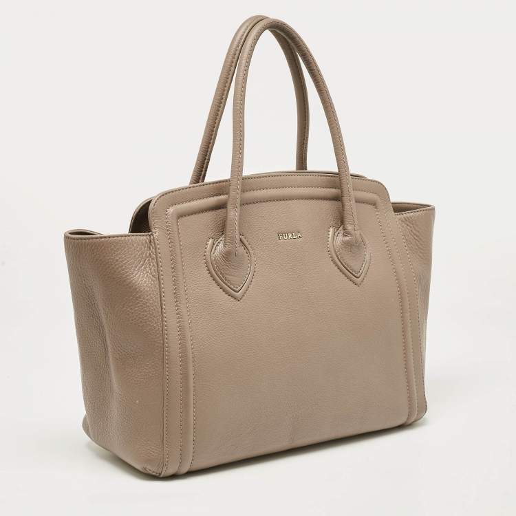 Pre Owned Furla Beige Leather Large College Tote