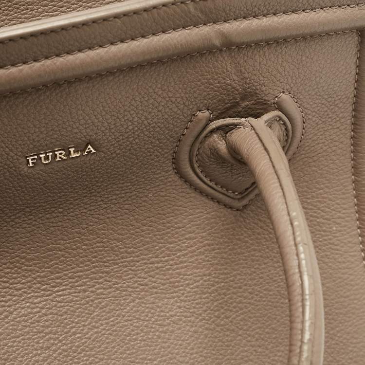 Pre Owned Furla Beige Leather Large College Tote