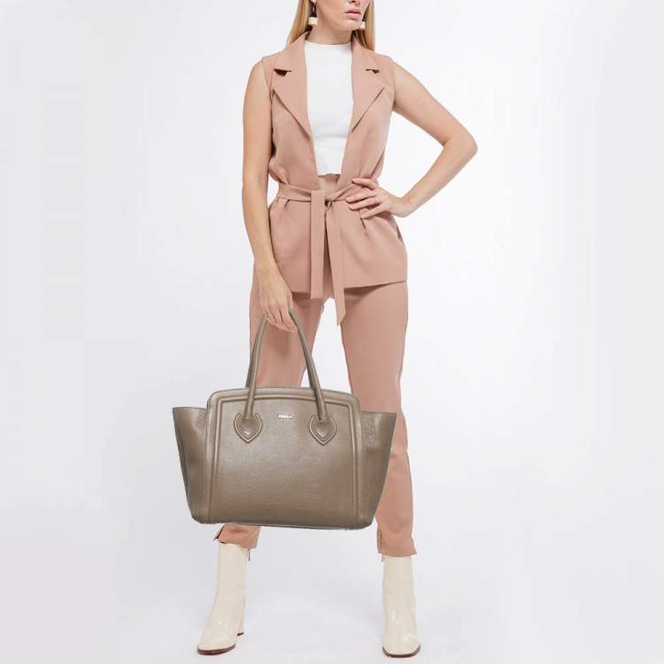 Pre Owned Furla Beige Leather Large College Tote