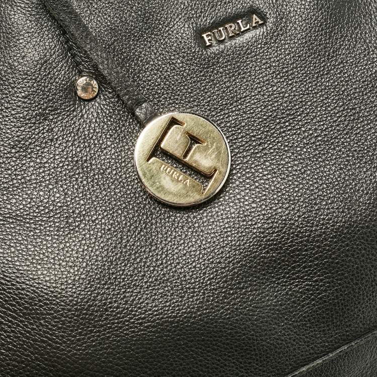 Pre Owned Furla Black Leather Melissa Shopper Tote