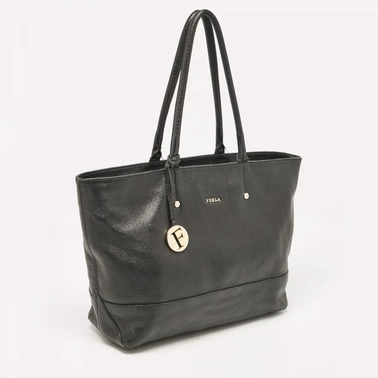 Pre Owned Furla Black Leather Melissa Shopper Tote