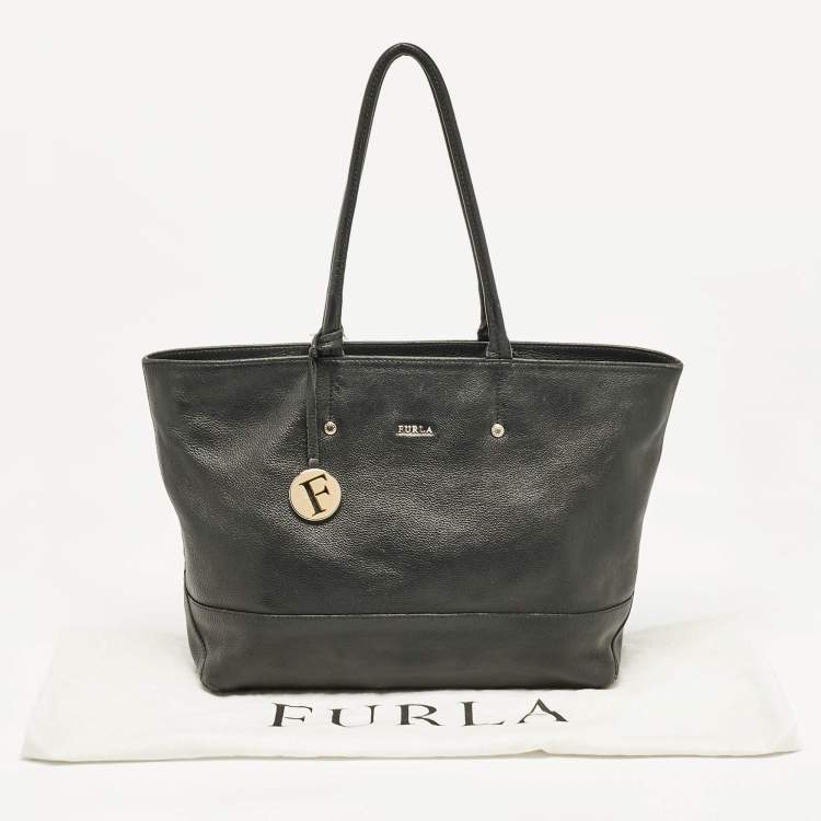 Pre Owned Furla Black Leather Melissa Shopper Tote