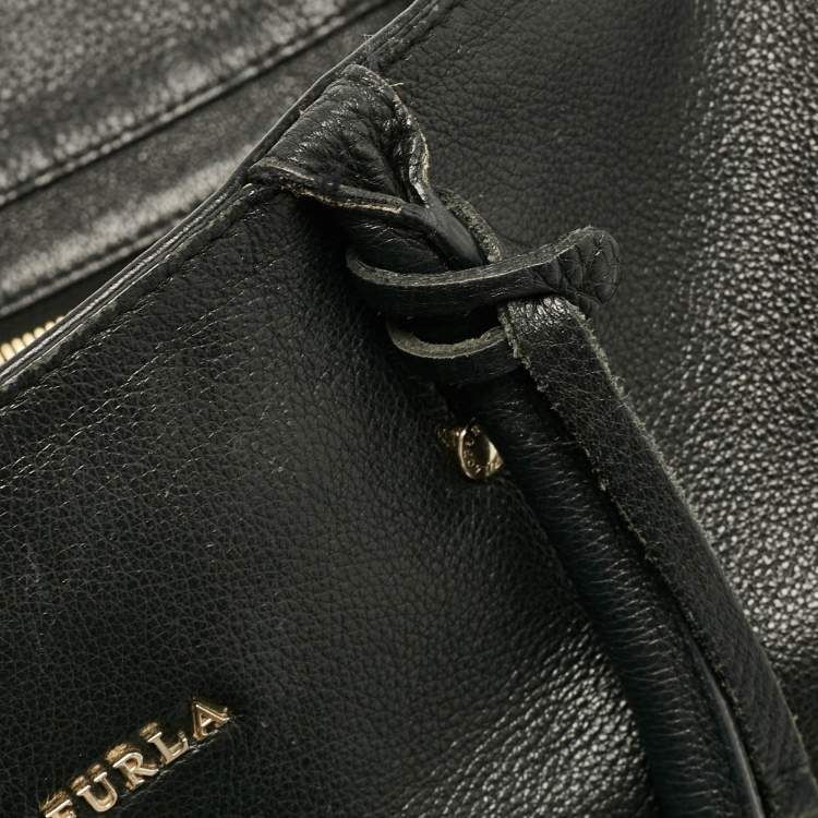 Pre Owned Furla Black Leather Melissa Shopper Tote