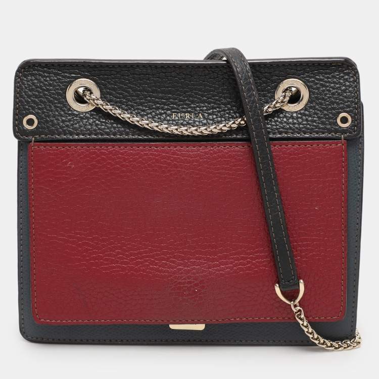 Pre Owned Furla Tricolor Leather Like Crossbody Bag