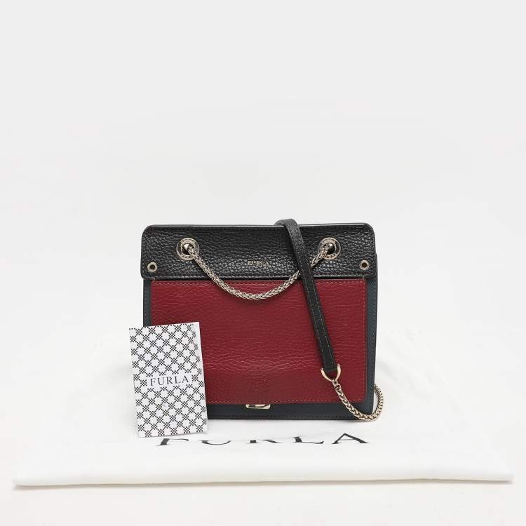 Pre Owned Furla Tricolor Leather Like Crossbody Bag
