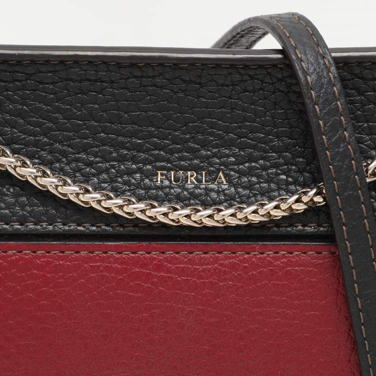 Pre Owned Furla Tricolor Leather Like Crossbody Bag