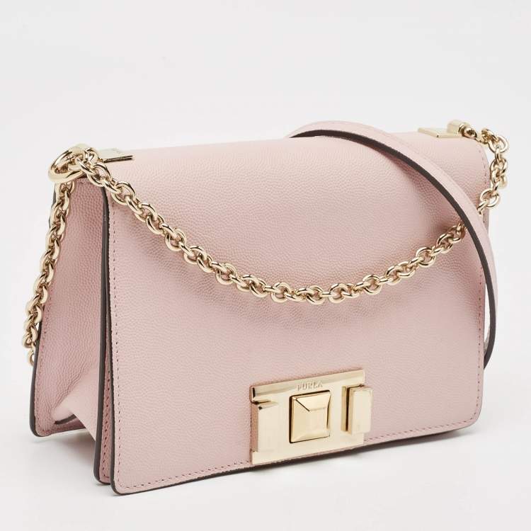 Pre Owned Furla Pink Leather Mimi Shoulder Bag