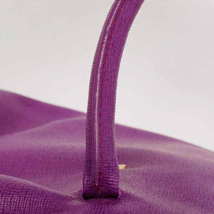 Pre Owned Furla Purple Leather Medium Alissa Boston Bag