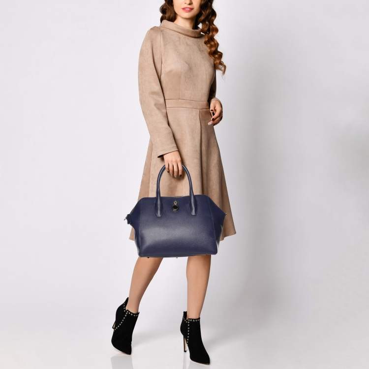Pre Owned Furla Blue Leather Satchel