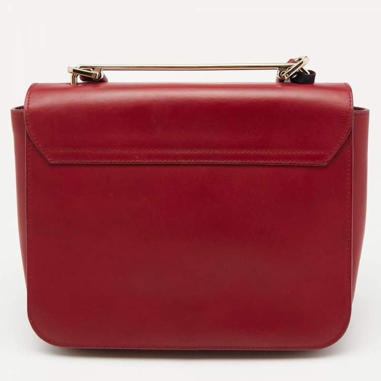 Pre Owned Furla Burgundy Leather Elisir Shoulder Bag