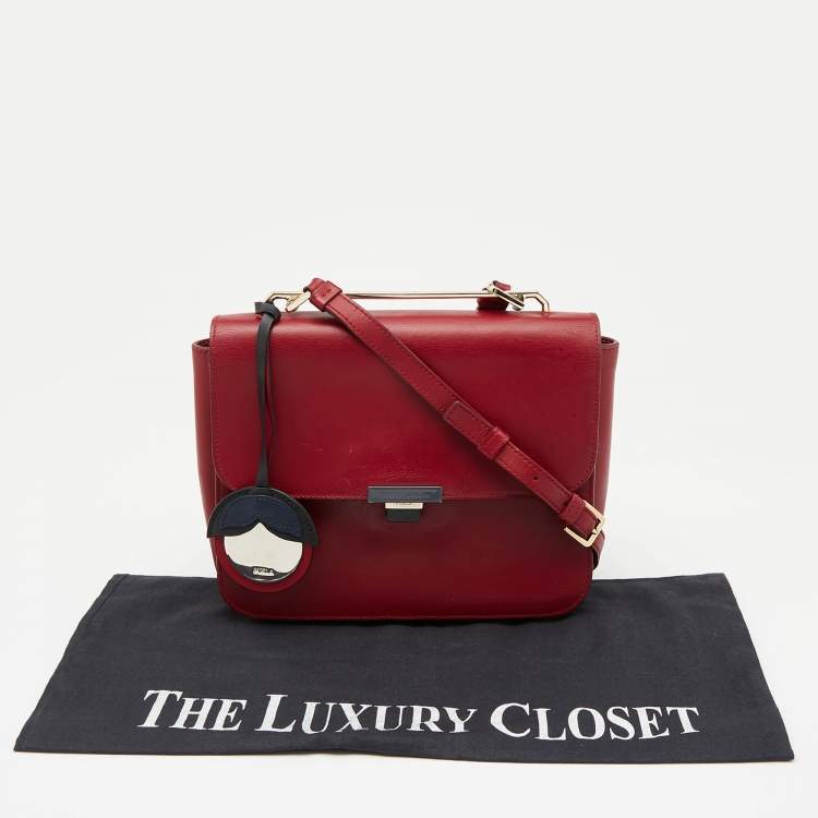 Pre Owned Furla Burgundy Leather Elisir Shoulder Bag