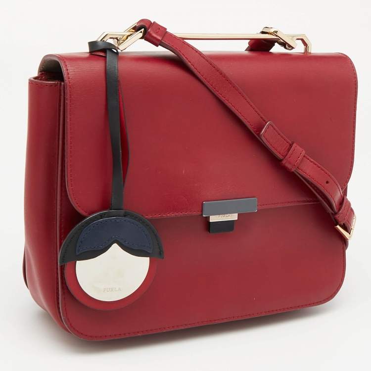 Pre Owned Furla Burgundy Leather Elisir Shoulder Bag