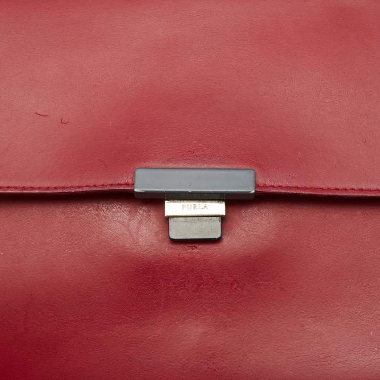Pre Owned Furla Burgundy Leather Elisir Shoulder Bag