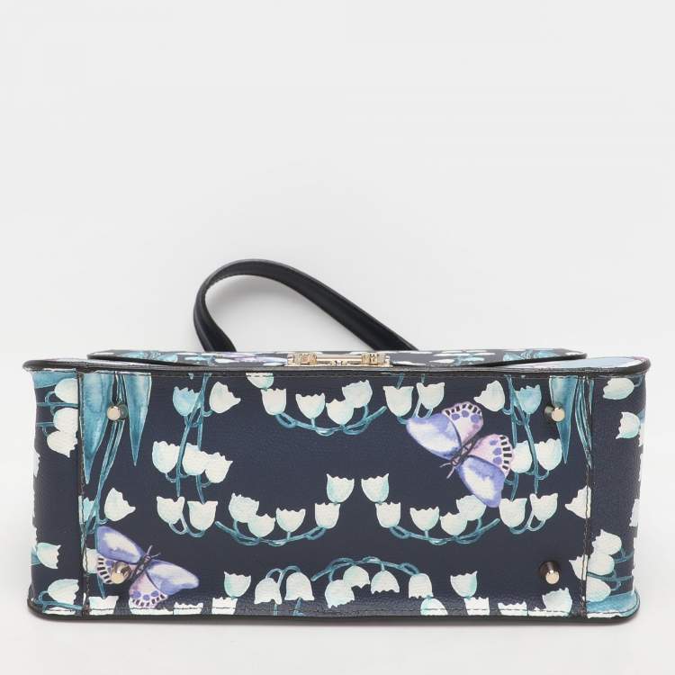 Pre Owned Furla Multicolor Flower and Butterfly Print Coated Canvas Metropolis Top Handle Bag