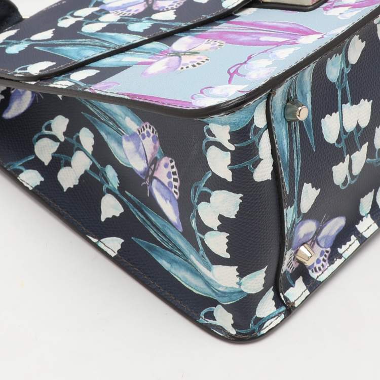 Pre Owned Furla Multicolor Flower and Butterfly Print Coated Canvas Metropolis Top Handle Bag