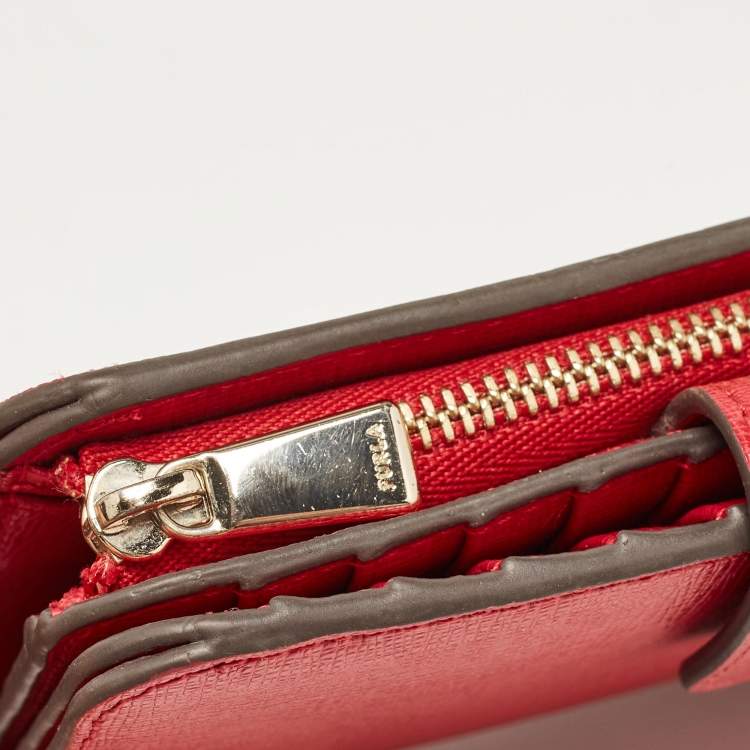 Pre Owned Furla Pink Leather Babylon Compact Wallet