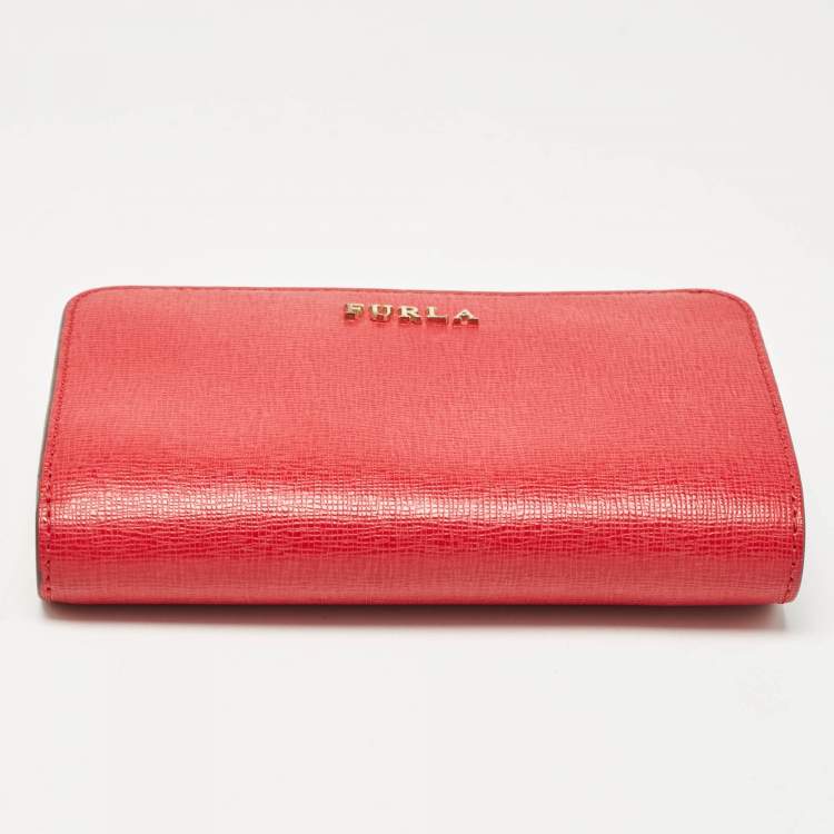 Pre Owned Furla Pink Leather Babylon Compact Wallet