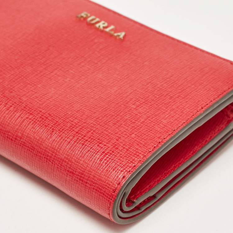Pre Owned Furla Pink Leather Babylon Compact Wallet