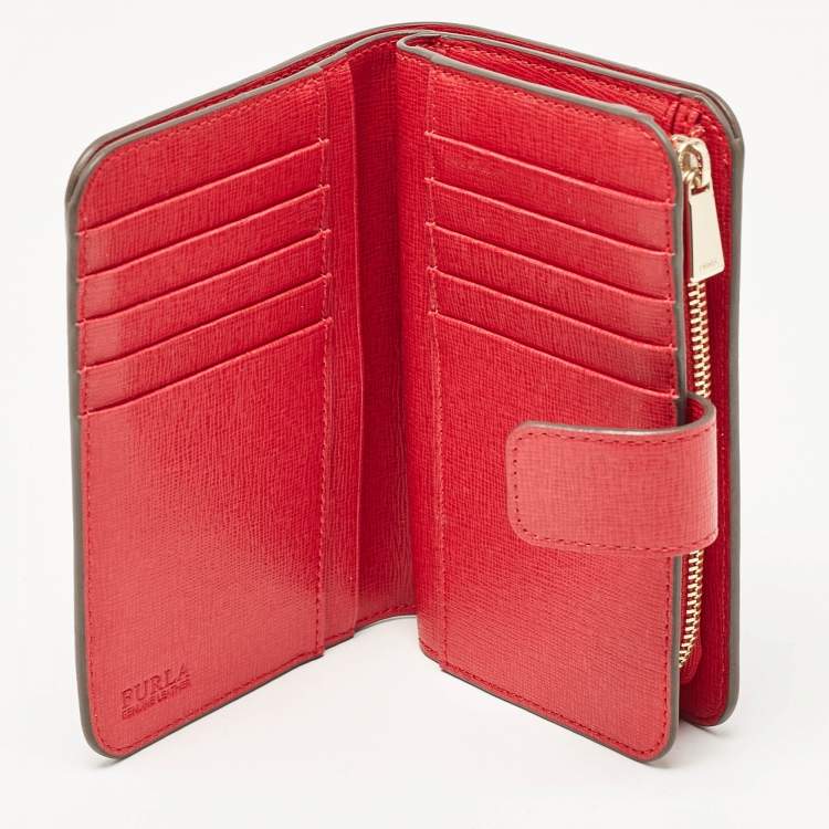 Pre Owned Furla Pink Leather Babylon Compact Wallet