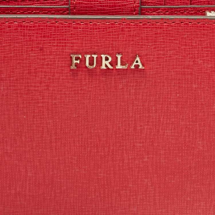 Pre Owned Furla Pink Leather Babylon Compact Wallet