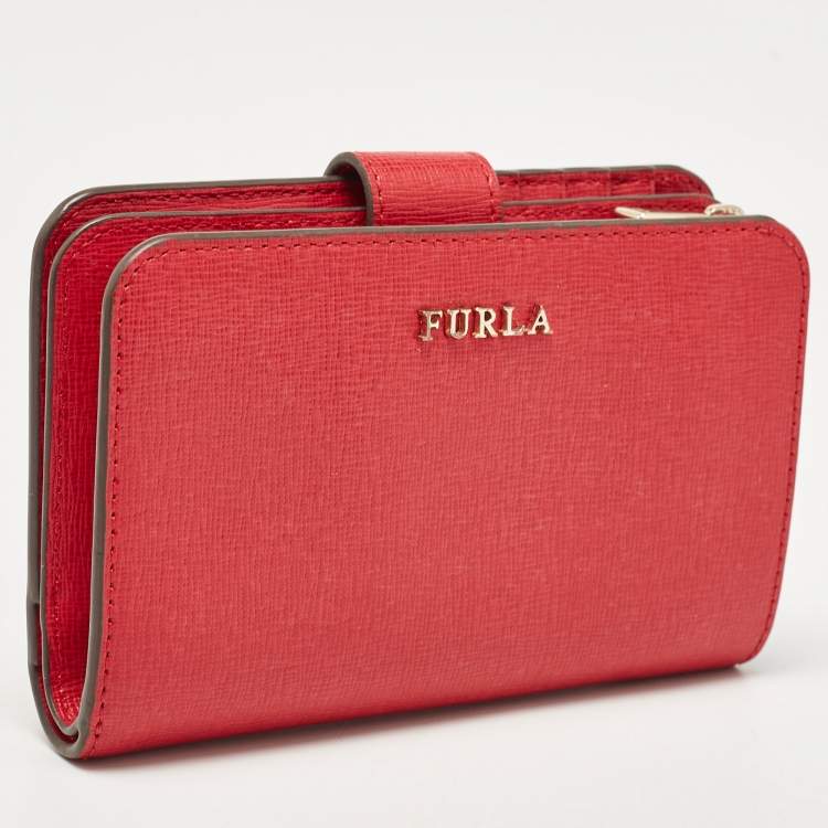 Pre Owned Furla Pink Leather Babylon Compact Wallet