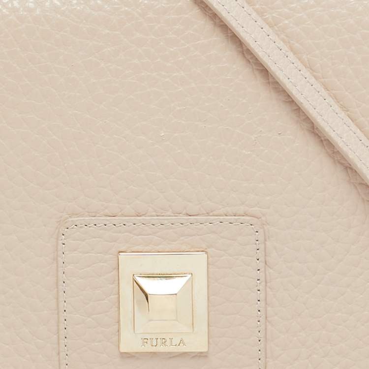 Pre Owned Furla Blush Pink Leather Joann Crossbody Bag