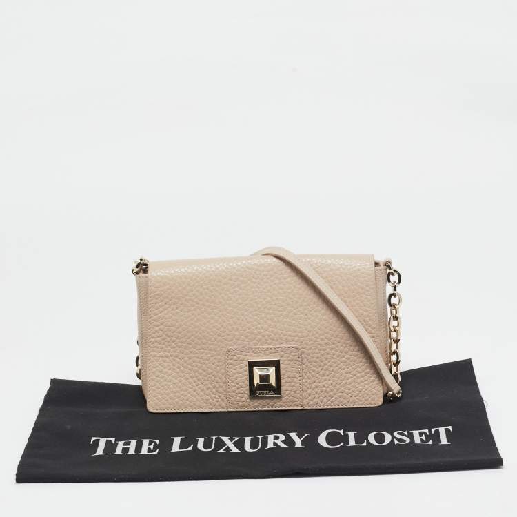 Pre Owned Furla Blush Pink Leather Joann Crossbody Bag