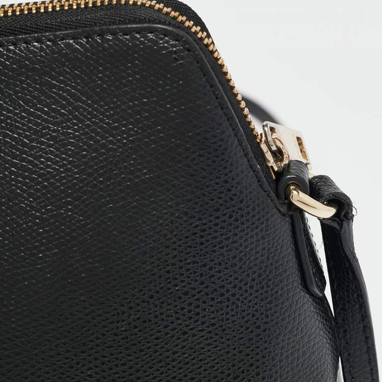 Pre Owned Furla Black Leather Dome Crossbody Bag