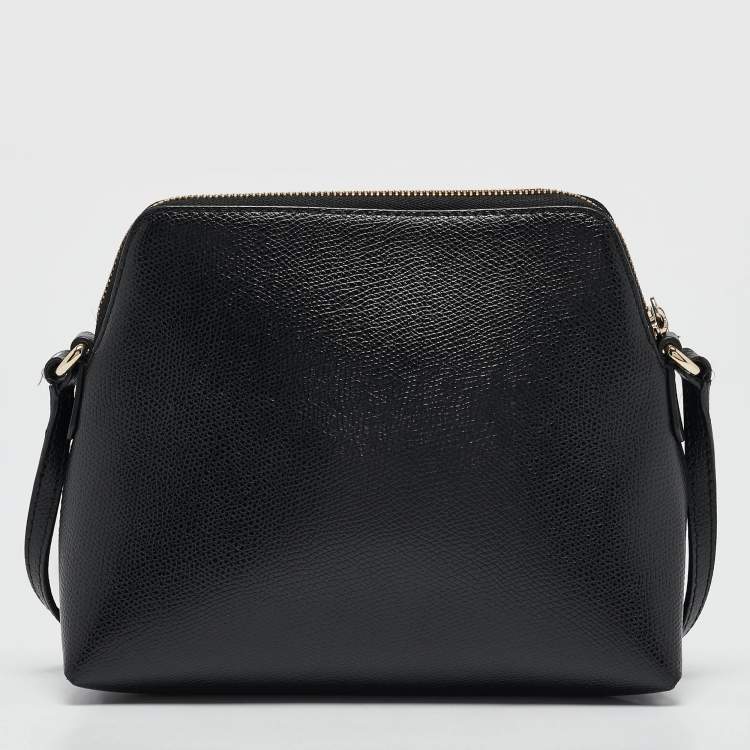 Pre Owned Furla Black Leather Dome Crossbody Bag