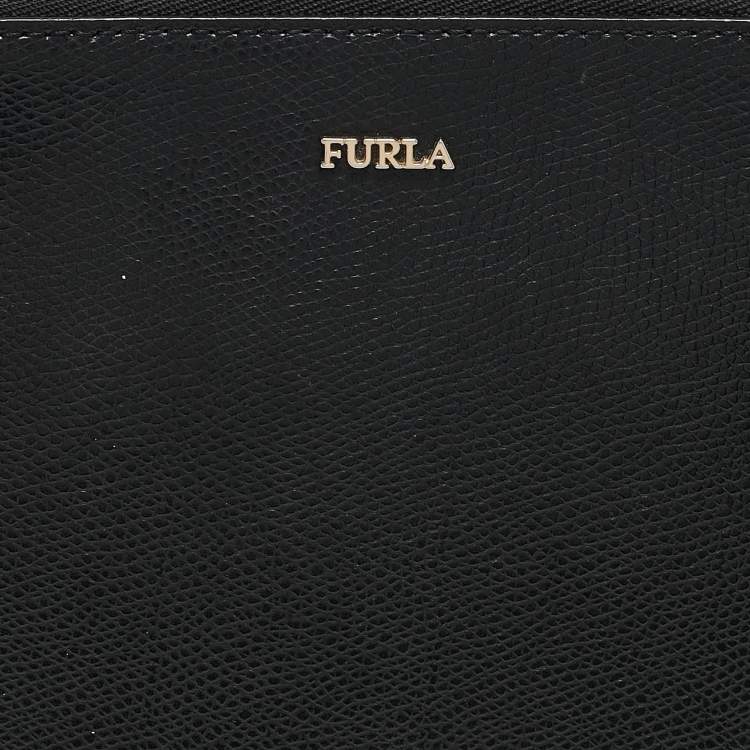 Pre Owned Furla Black Leather Dome Crossbody Bag
