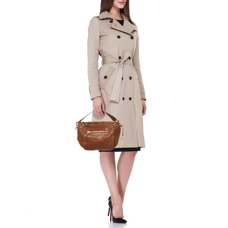 Pre Owned Furla Brown Leather Pebbled Hobo