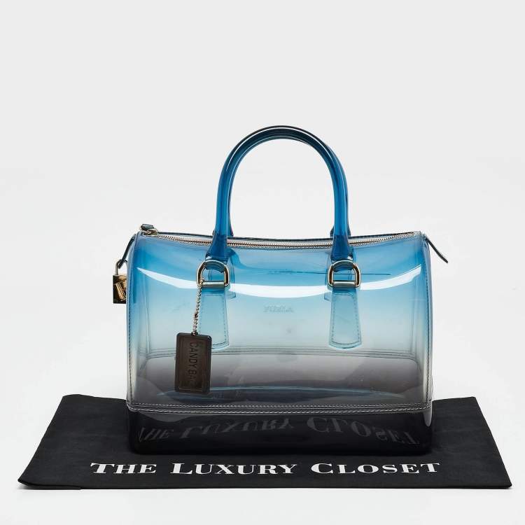 Pre Owned Furla Ombre Blue Rubber Candy Satchel