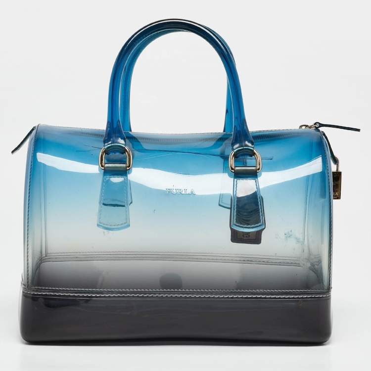 Pre Owned Furla Ombre Blue Rubber Candy Satchel
