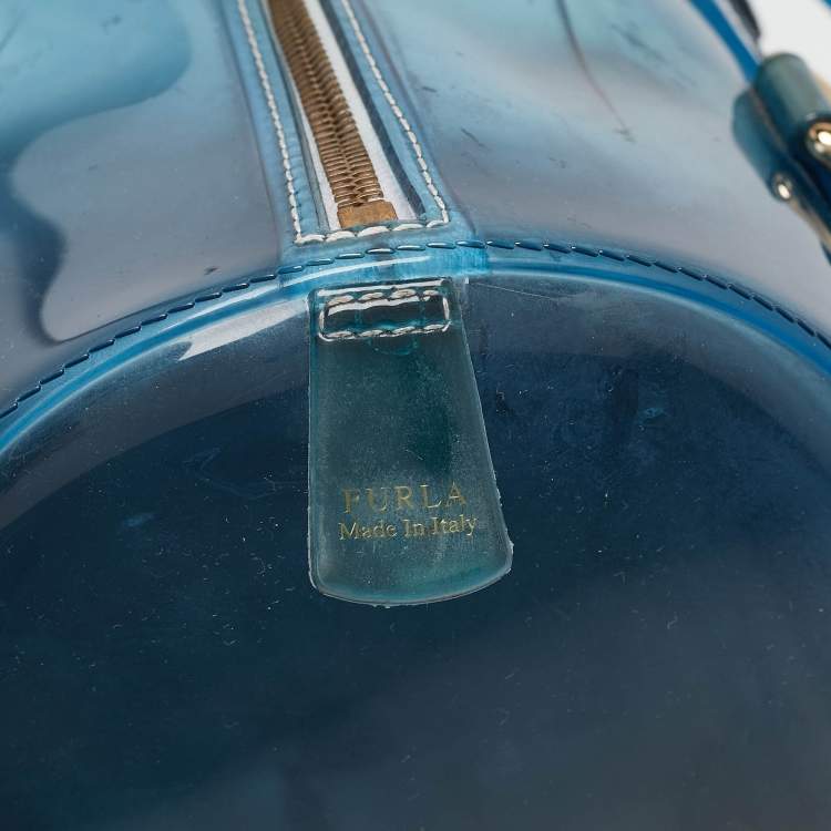 Pre Owned Furla Ombre Blue Rubber Candy Satchel