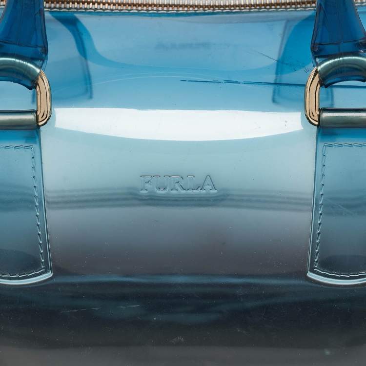 Pre Owned Furla Ombre Blue Rubber Candy Satchel
